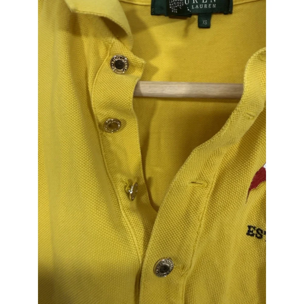 Lauren Ralph Lauren Polo Shirt Boys XS Crest Logo Yellow Preppy Luxury Sporty